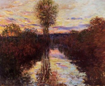 Claude Oscar Monet : The Small Arm of the Seine at Mosseaux, Evening
